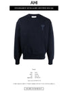 Men's Heart Embroidered Logo Sweatshirt Navy - AMI - BALAAN 3