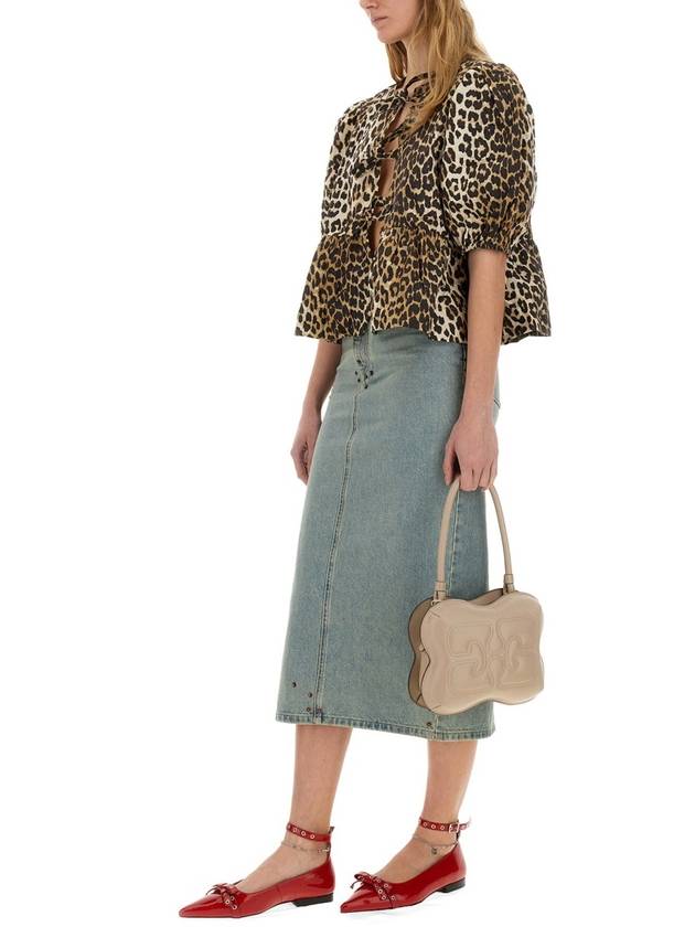 Women's Leopard Print Peplum Blouse - GANNI - BALAAN 3