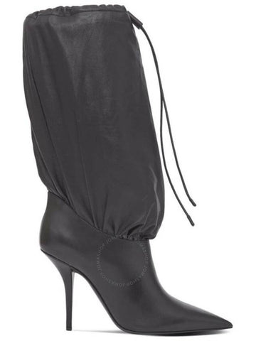 Burberry Ladies Pointed Leather Drawcord Boots In Black, Brand Size 40 (US Size 10) - BURBERRY - BALAAN 1