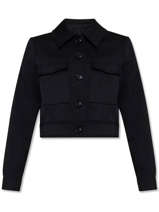 Pocket Crop Wool Jacket Black - AMI - BALAAN 1