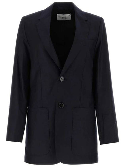 Single Breasted Blazer Jacket Midnight Blue - AMI - BALAAN 2