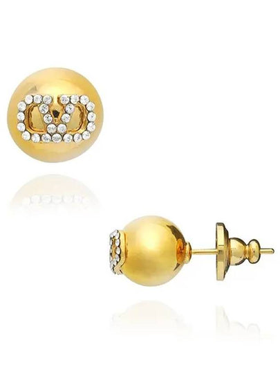 Women's V Logo Crystal Earrings Gold - VALENTINO - BALAAN 2