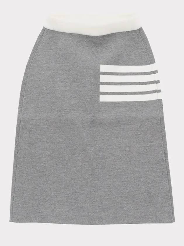 Double Face Merino 4 Bar A Line Skirt Light Grey - THOM BROWNE - BALAAN 3