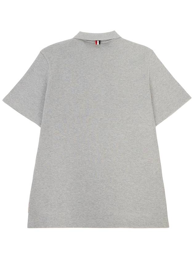 RWB Pocket Interlock Cotton Short Sleeve Polo Shirt Grey - THOM BROWNE - BALAAN 3