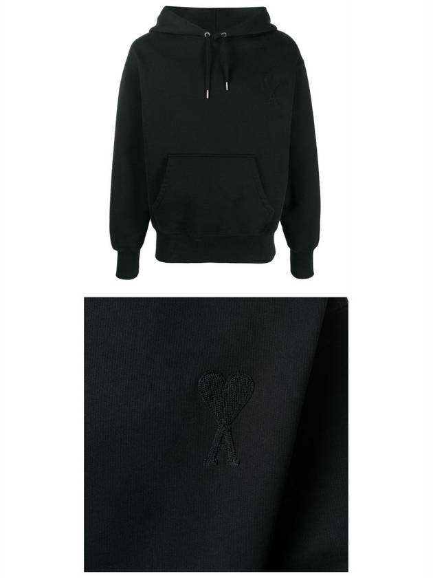 Men's Big Heart Logo Hoodie Black - AMI - BALAAN 5