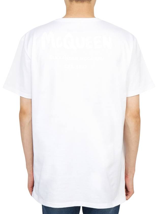 Back Graffiti Logo Short Sleeve T-Shirt White - ALEXANDER MCQUEEN - BALAAN 5