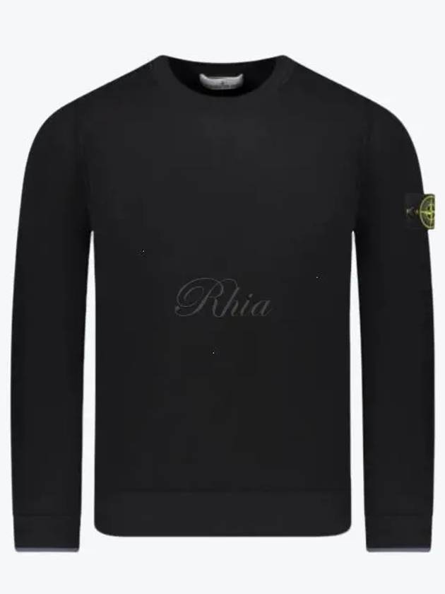 Logo Patch Crew Neck Knit Top Black - STONE ISLAND - BALAAN 2