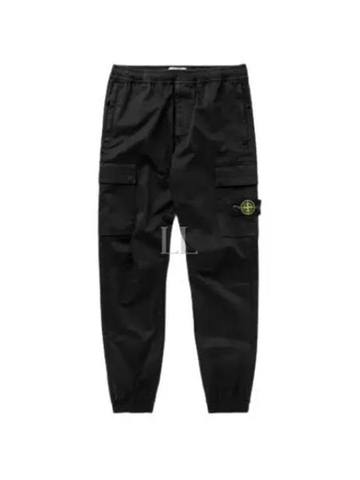 Garment Dyed Cotton Wool Satin Cargo Track Pants Black - STONE ISLAND - BALAAN 2