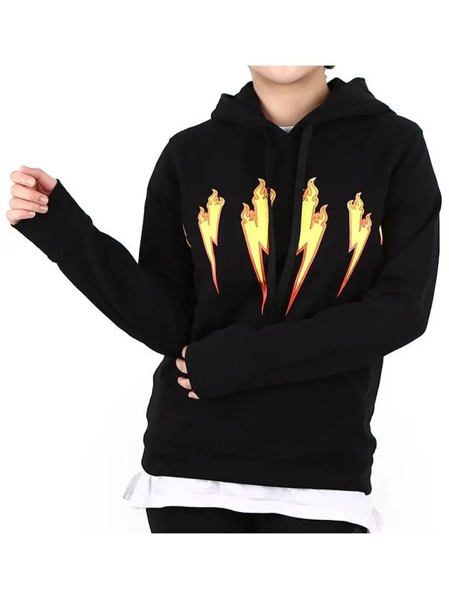 Flame Bolt Printing Hooded Sweatshirt PBJS447A W - NEIL BARRETT - BALAAN 1