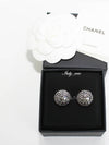 earrings metal resin diamante silver black crystal - CHANEL - BALAAN 2