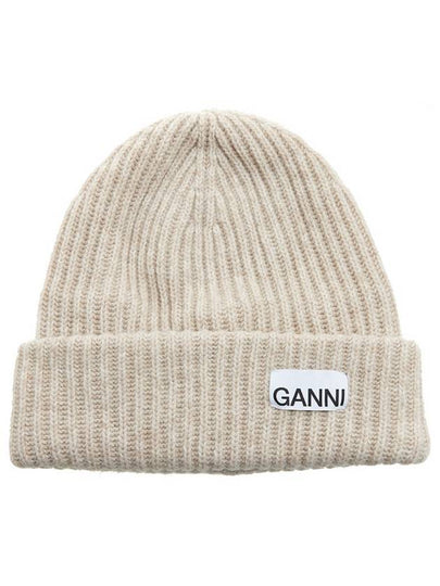 Logo Patch Knit Beanie Sand - GANNI - BALAAN 2