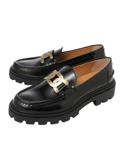 Women's Kate Metal Chain Leather Loafers Black - TOD'S - BALAAN 2