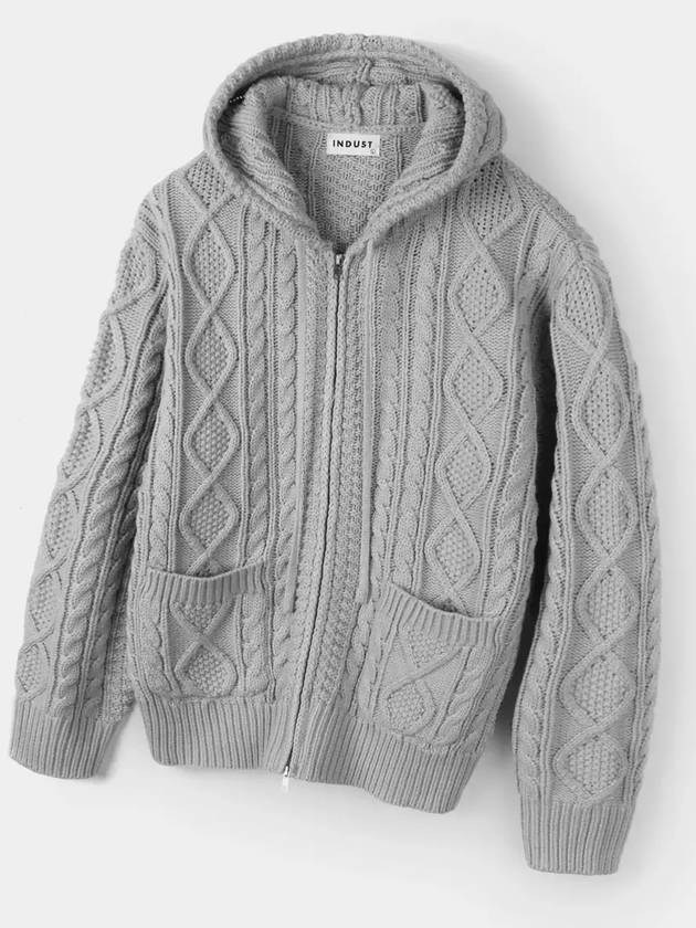 Two way cable hood zip up knit gray - INDUST - BALAAN 8