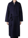 Cashmere Long Single Coat Blue - AMI - BALAAN 2