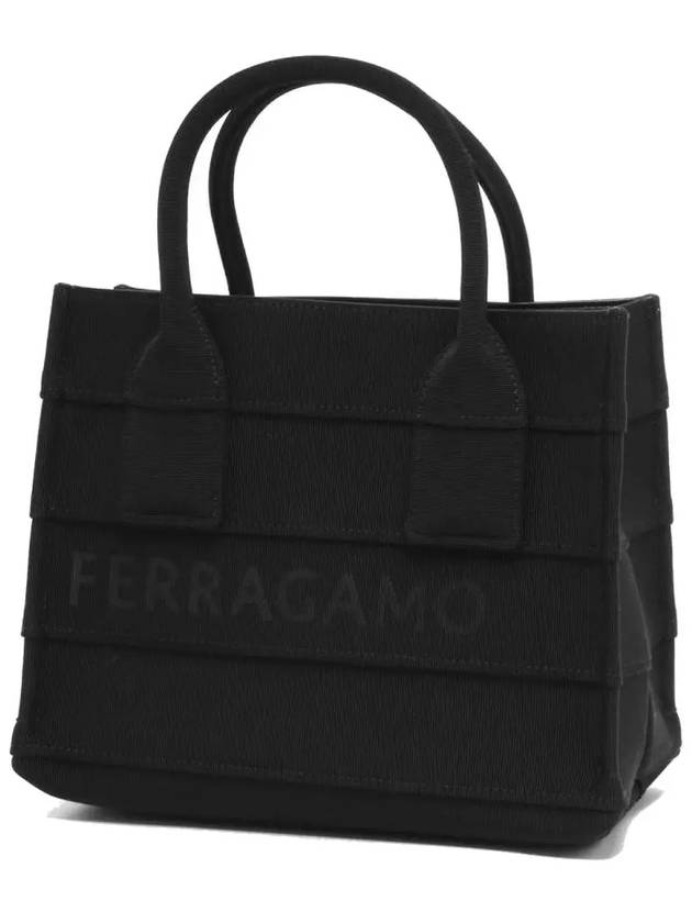 Logo Signature Tote Beach Bag Black - SALVATORE FERRAGAMO - BALAAN 4