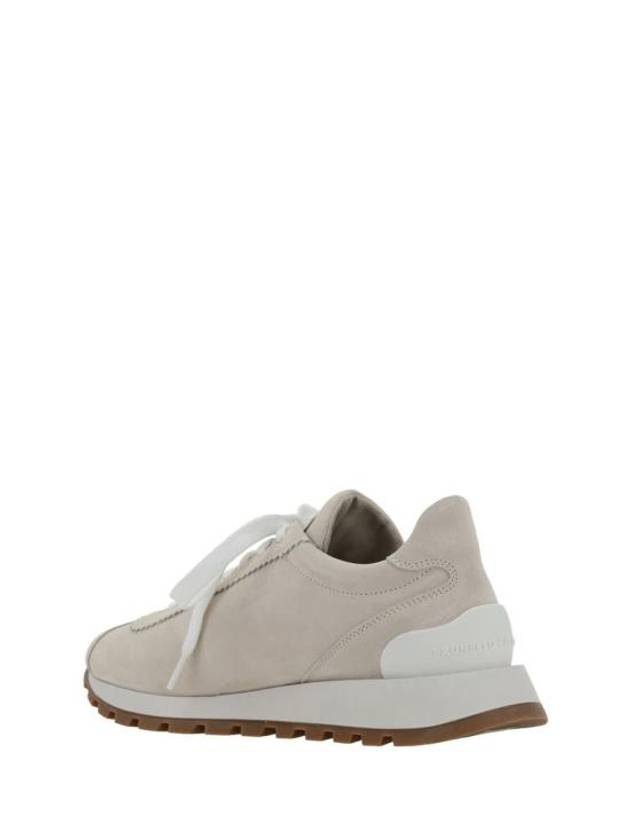 Chain Suede Low Top Sneakers Ivory - BRUNELLO CUCINELLI - BALAAN 4