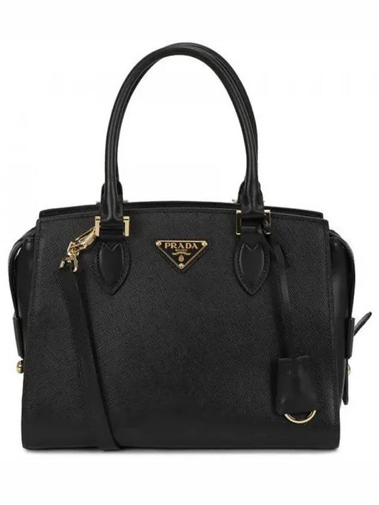 Logo Saffiano Tote Bag Black - PRADA - BALAAN 2