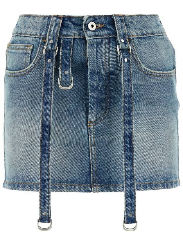 Denim Skirt OWYF028C99DEN001 4500 Blue - OFF WHITE - BALAAN 2