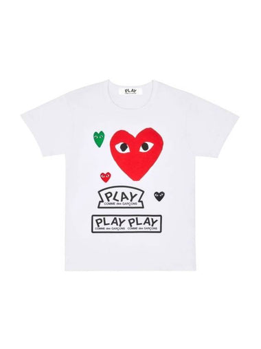 Multi Heart Logo Short Sleeve T-Shirt White - COMME DES GARCONS PLAY - BALAAN 1