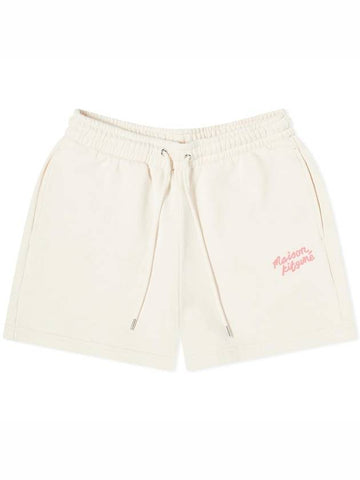 Handwriting Regular Jogger Shorts Beige - MAISON KITSUNE - BALAAN 1