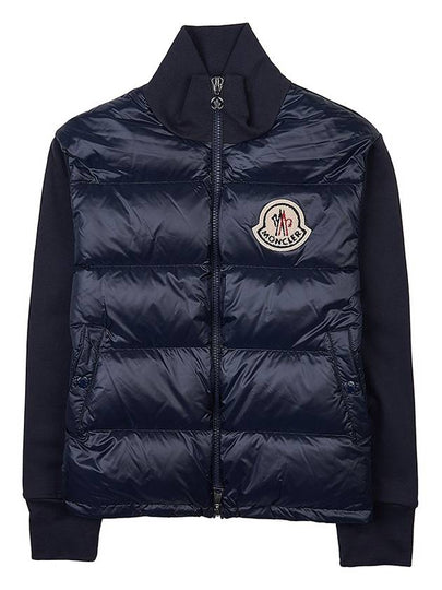 Logo Patch Knit Padded Zip-up Jacket Navy - MONCLER - BALAAN 2