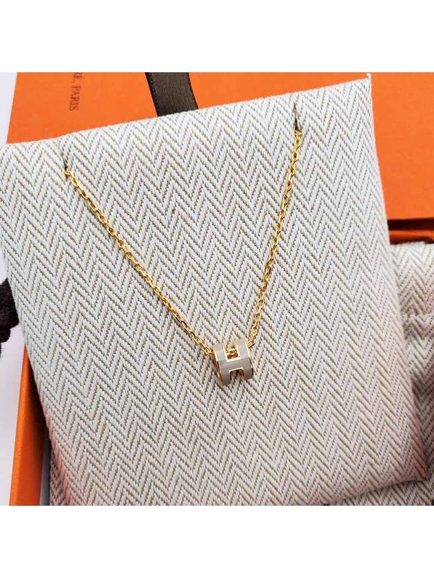 Mini Pop H Pendant Necklace Gold Marron Glace - HERMES - BALAAN 7