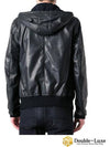 Leather Zip Up Hoodie Navy - DOLCE&GABBANA - BALAAN 4