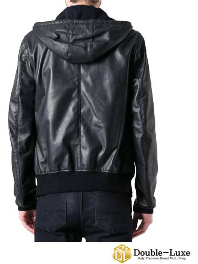 Leather Zip Up Hoodie Navy - DOLCE&GABBANA - BALAAN 4