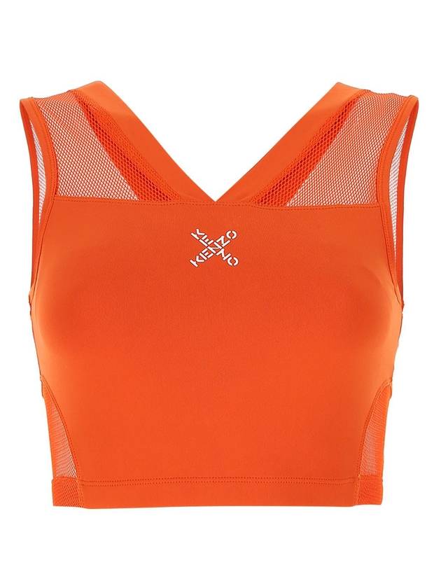 Sports Cross Logo Print Sports Bra Deep Orange - KENZO - BALAAN 1