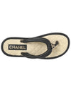 CC Logo Double String Flip Flops Black Beige - CHANEL - BALAAN.