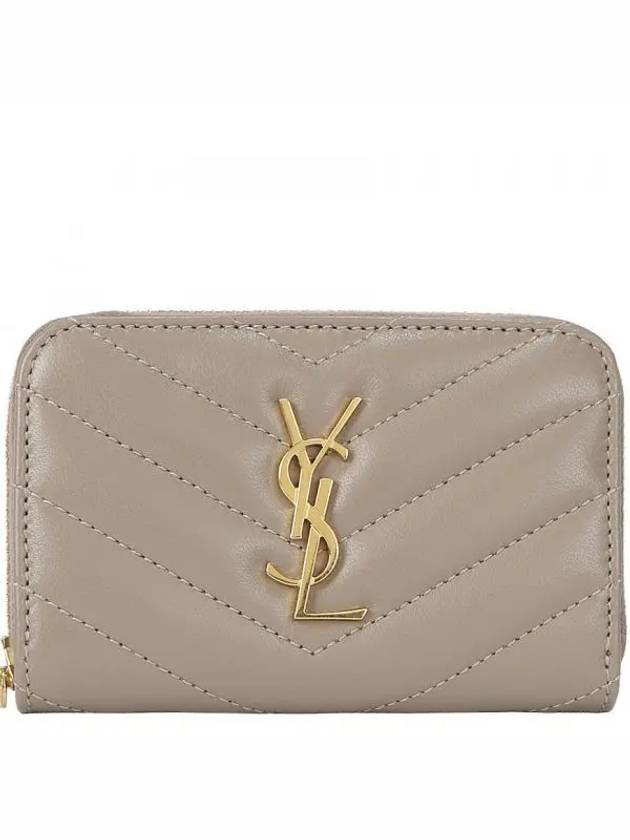 Cassandre Matelasse Lambskin Coin Wallet Beige - SAINT LAURENT - BALAAN 2