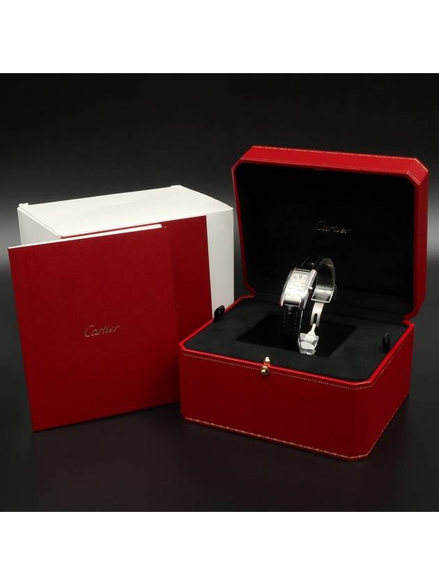 Steel Quartz Tank American Leather Band Small Women s Watch WSTA0016 - CARTIER - BALAAN 2
