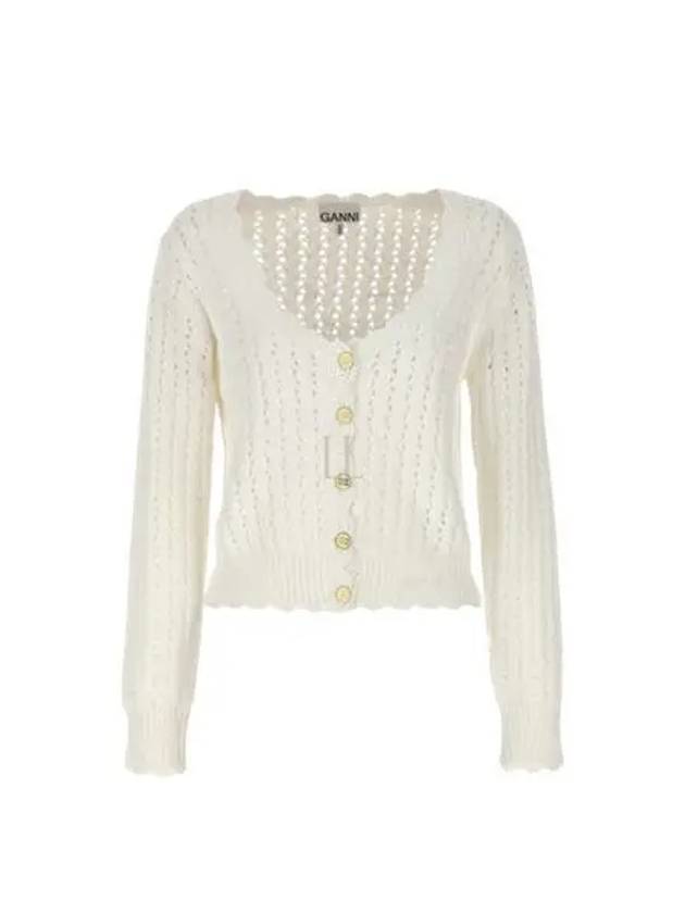 Button Knit Cardigan White - GANNI - BALAAN 2