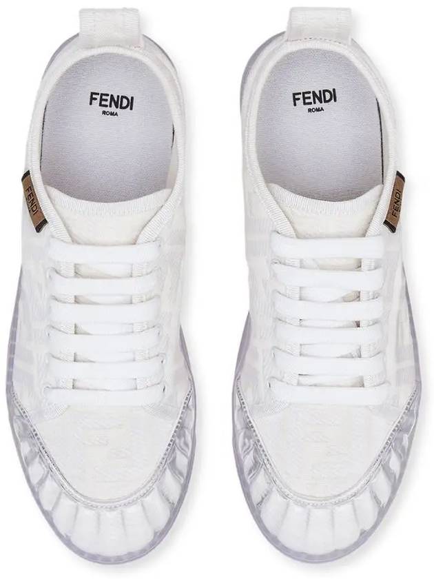 Women's FF Logo Canvas Low Top Sneakers White - FENDI - BALAAN 4