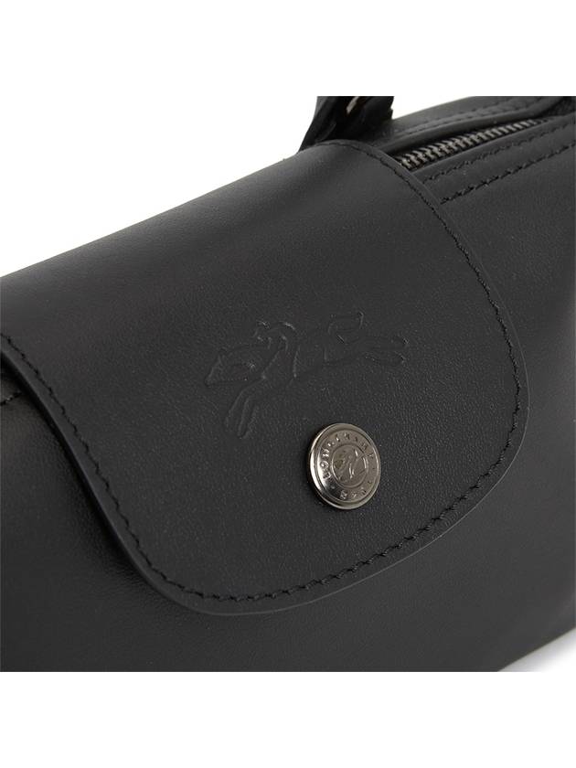 Le Pliage Logo Leather Tote Bag Black - LONGCHAMP - BALAAN 8