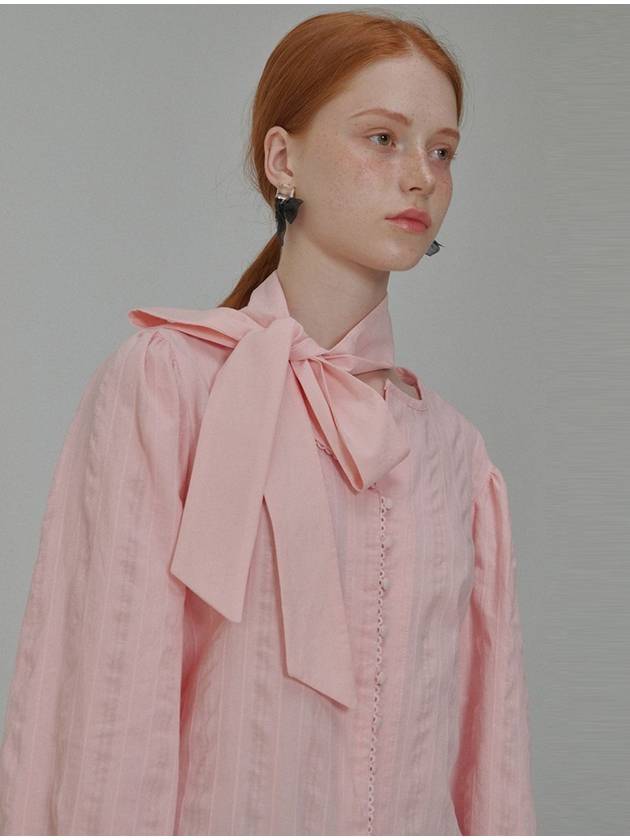 Puff Sleeve Tie Cotton Blouse Pink - OPENING SUNSHINE - BALAAN 4