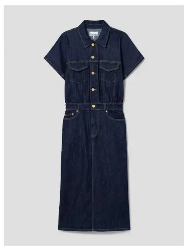 Rinse stitch denim midi dress one piece navy domestic product GM0024032827526 - GANNI - BALAAN 1