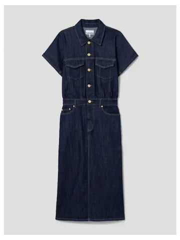 Rinse stitch denim midi dress one piece navy domestic product GM0024032827526 - GANNI - BALAAN 1