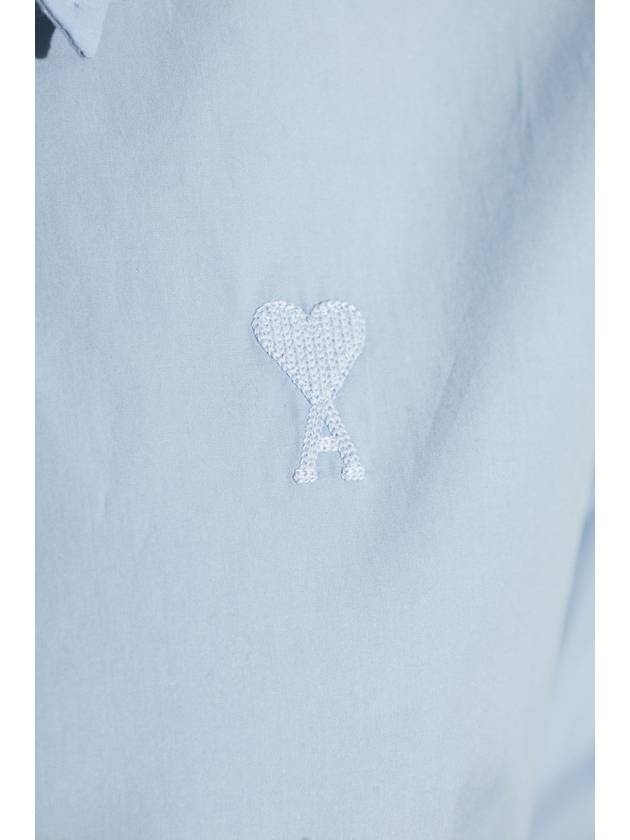 Ami Alexandre Mattiussi Shirt With Logo, Women's, Light Blue - AMI - BALAAN 5