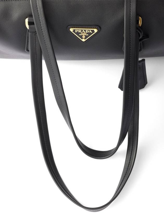 Padlock Top Handle Bag Medium Leather Shoulder Bag Black - PRADA - BALAAN 7