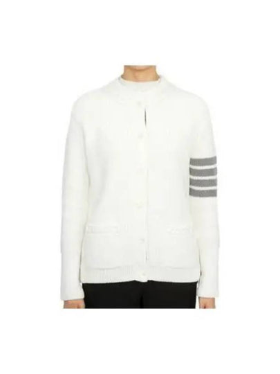 Cotton Jersey Flower 4 Bar V Neck Cardigan White - THOM BROWNE - BALAAN 2