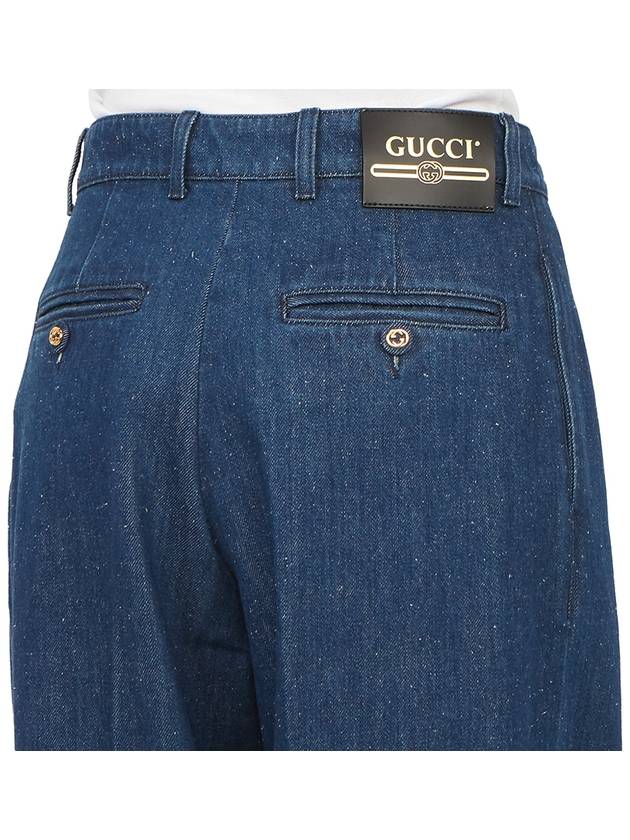 Women's Wide Jeans Dark Blue - GUCCI - BALAAN.