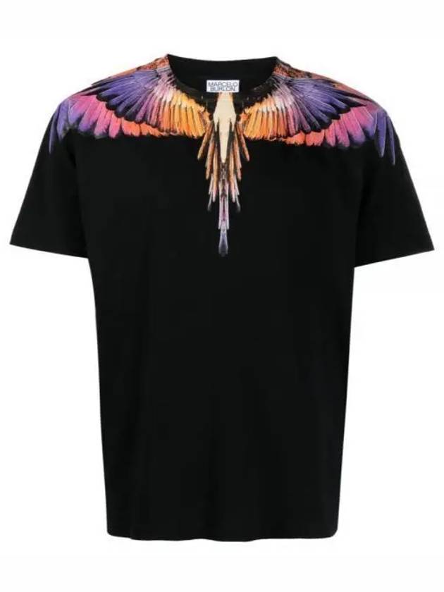 Icon Wings Regular Cotton Short Sleeve T-Shirt Black - MARCELO BURLON - BALAAN 2