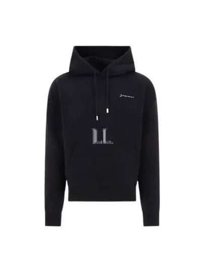 Le Brode Embroidered Logo Cotton Hoodie Black - JACQUEMUS - BALAAN 2