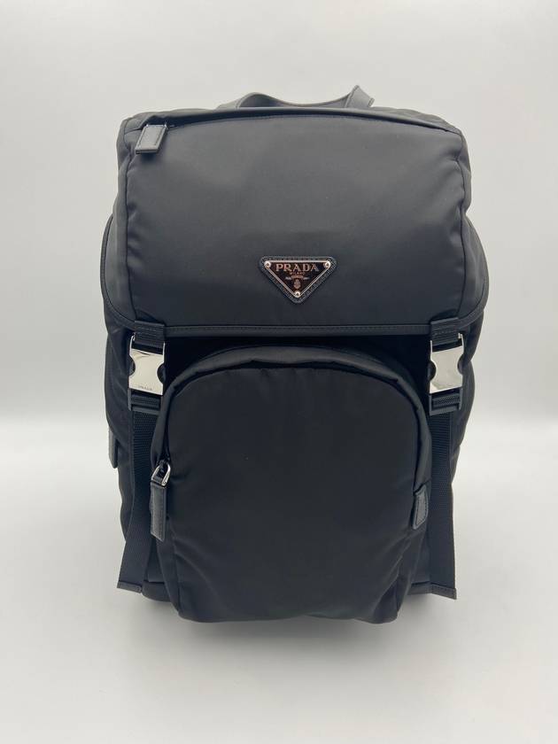 Re-Nylon Saffiano Leather Backpack Black - PRADA - BALAAN 2