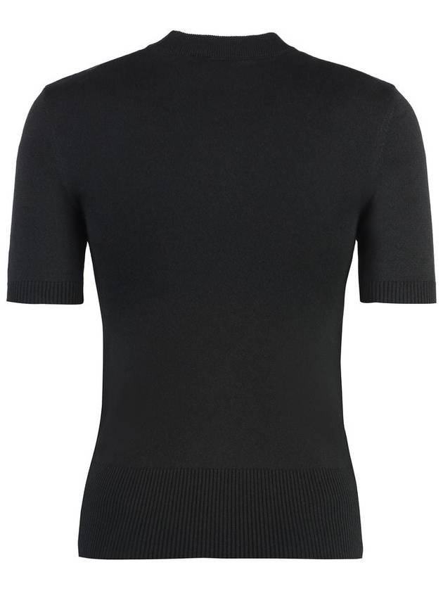 Logo Intarsia Short Sleeve Knit Top Black - PATOU - BALAAN 4