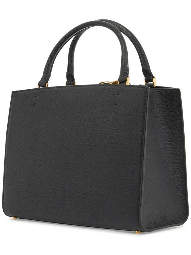 V Logo Leather Tote Bag Black - VALENTINO - BALAAN 3