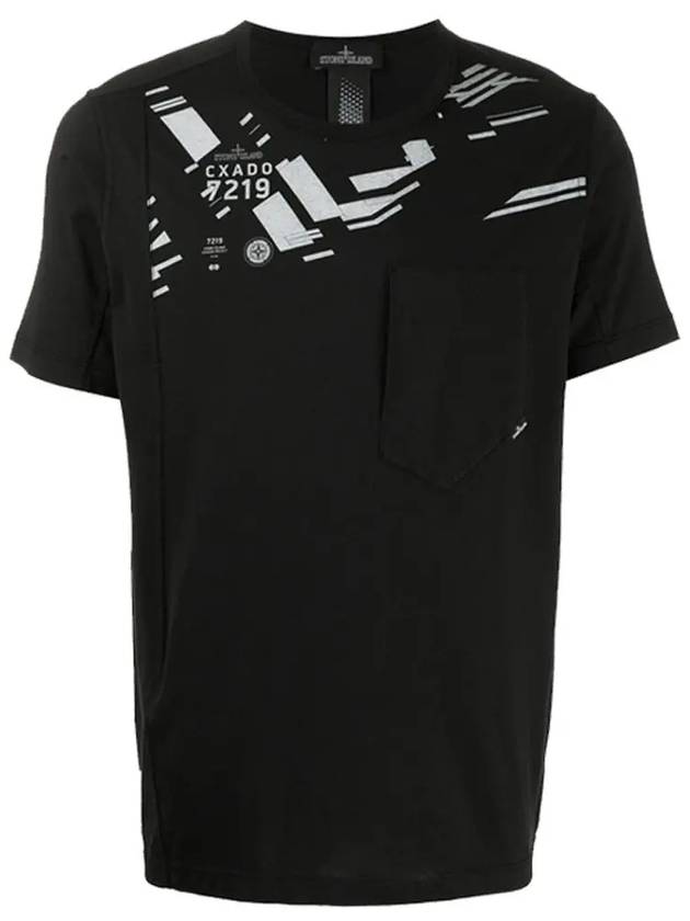 Men's Shadow Project Printing Short Sleeve T-Shirt Black - STONE ISLAND - BALAAN 3