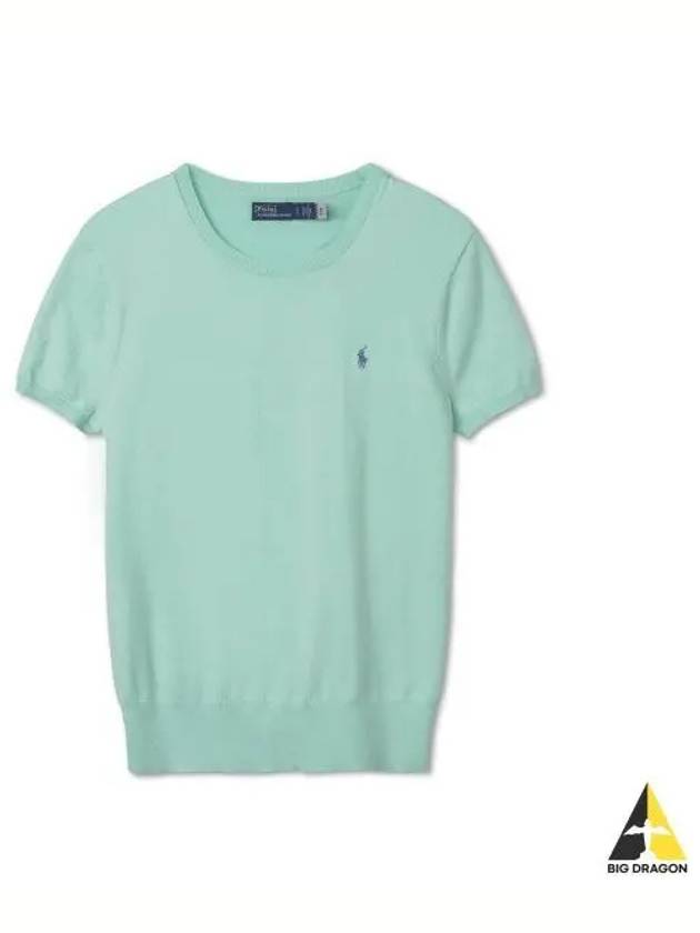 W Cotton Blend Short Sleeve Sweater Green - POLO RALPH LAUREN - BALAAN 1