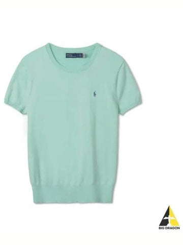 W Cotton Blend Short Sleeve Sweater Green - POLO RALPH LAUREN - BALAAN 1